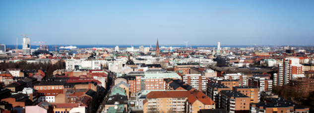 Delar av Malmö ovanifrån.