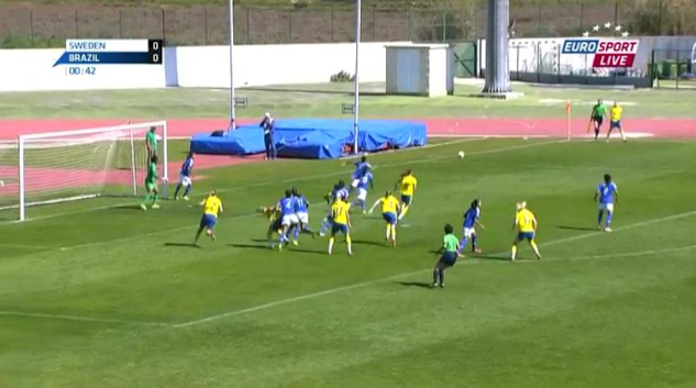 Det blev svensk förlust med 0 - 2 mot Brasilien i Algarve Cup.|©  : Eurosport